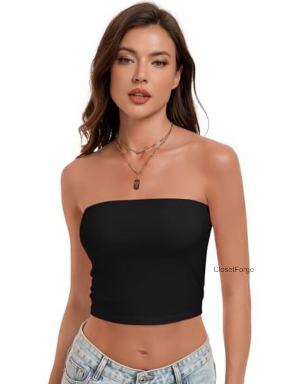 Kindcall Womens Tube Top Strapless Bandeau Casual Crop Tank Top